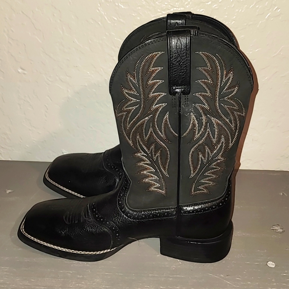 Ariat Men's Sport Black Wide Square Toe Cowboy 7.5D